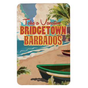 Magnet Flexible Poster Vintage voyage de Bridgetown, Barbade