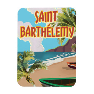 Magnet Flexible Poster Vintage voyage de l'île Saint-Barthélemy