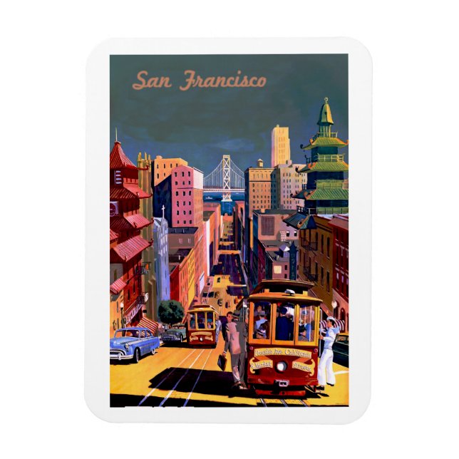 Magnet Flexible Poster Vintage voyage de San Francisco (Vertical)