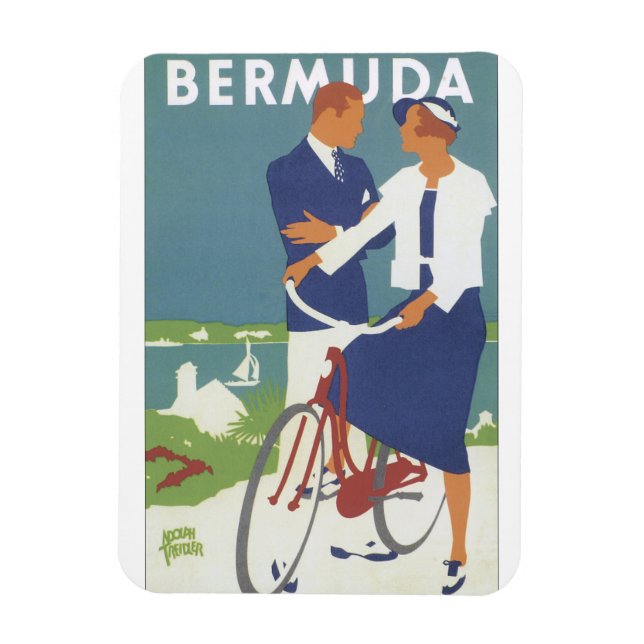 Magnet Flexible Poster Vintage voyage des Bermudes (Vertical)