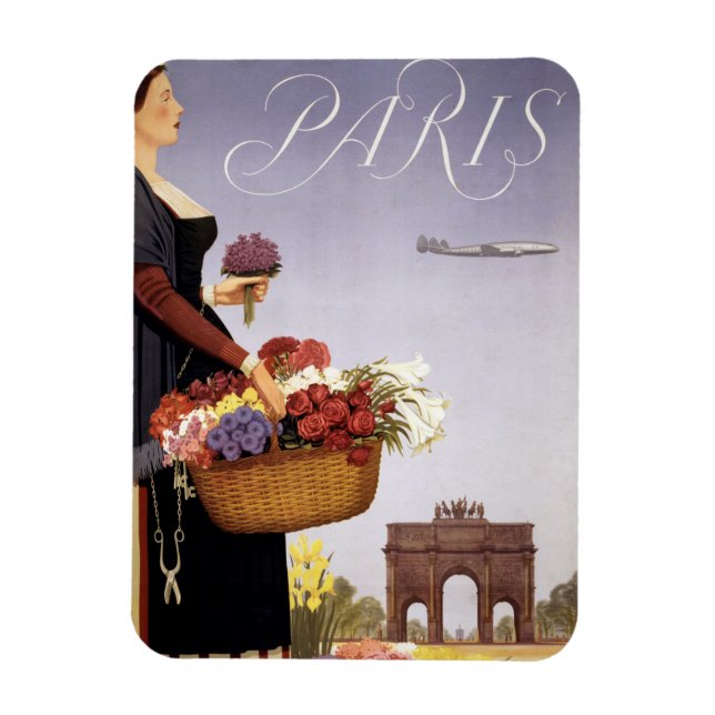Magnet Flexible Poster Vintage voyage, Paris Via Constellation (Vertical)
