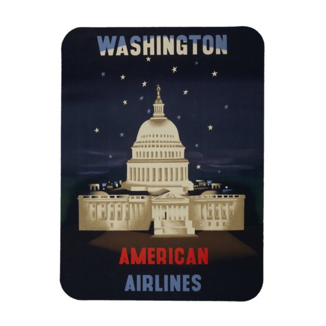Magnet Flexible Poster Vintage voyage pour American Airlines (Vertical)