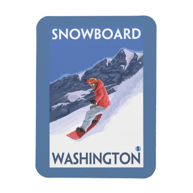 Magnet Flexible Poster Vintage voyage Washington Snowboard (Vertical)