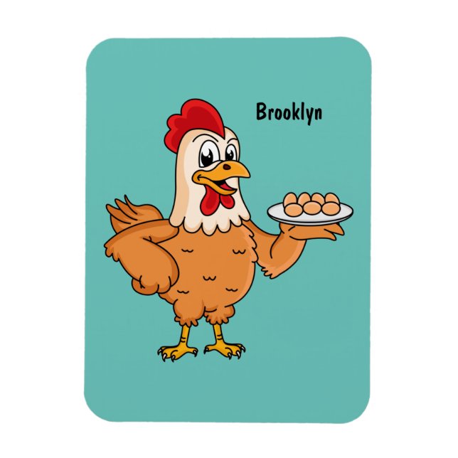 Magnet Flexible Poulet avec oeufs sur plaque de dessin animé (Vertical)
