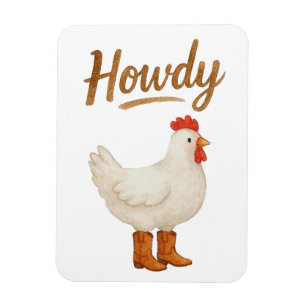 Magnet Flexible Poulet Howdy en bottes de cowboy