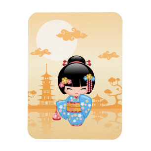 Magnet Flexible Poupée Maiko Kokeshi - Cute Japonaise Geisha Girl