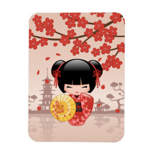 Magnet Flexible Poupée rouge Sakura Kokeshi - Geisha japonais