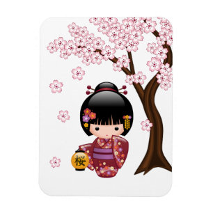 Magnet Flexible Poupée Sakura Kokeshi - jolie fille japonaise Geis