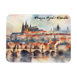 Magnet Flexible Prague République tchèque aquarelle Panorama