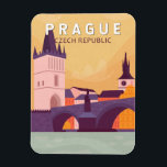 Magnet Flexible Prague République tchèque Travel Art Vintage<br><div class="desc">Design vectoriel rétro Prague. Surnommée "la Cité des Cent Spires",  elle est connue pour son Carré de la Vieille Ville,  au coeur de son centre historique,  aux bâtiments baroques colorés.</div>