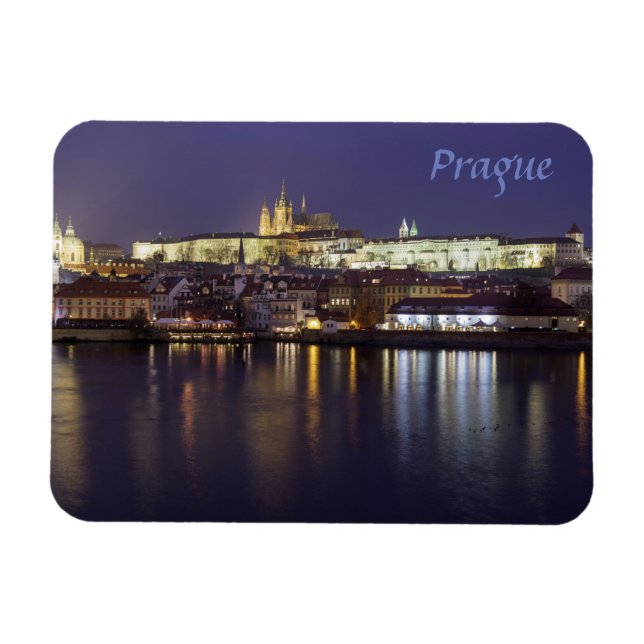 Magnet Flexible Prague River et le château vue photo souvenir (Horizontal)