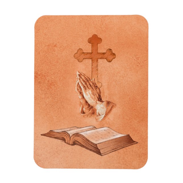 Magnet Flexible Prêcher les mains avec Croix et Bible (Vertical)