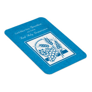 Magnet Flexible Première communion petit-fils Bleu, Blé, Raisins