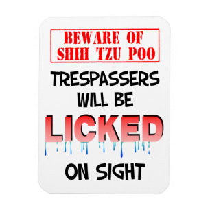 Magnet Flexible "Prenez garde Shih l'aimant de Tzu de Poo" (blanc)