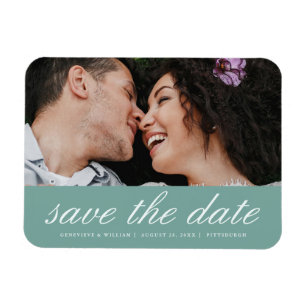 Magnet Flexible Pretty Ocean Green Save the Date Mariage Photo