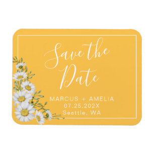 Magnet Flexible Pretty Yellow & White Daisies Save The Date 