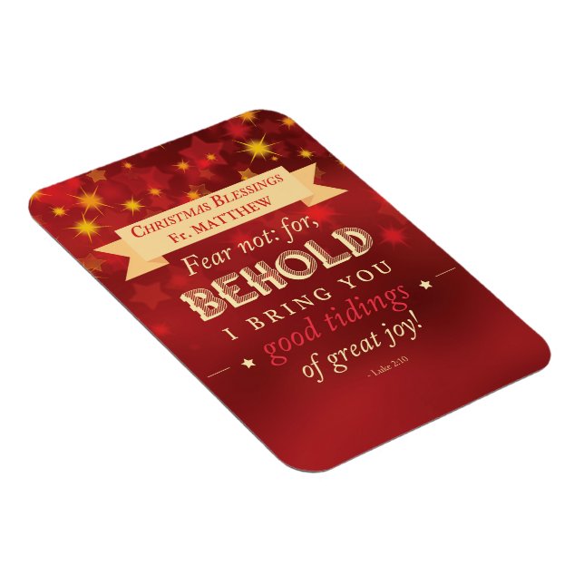 Magnet Flexible Priest Christmas Blessings Red, Gold Stars (Côté Droit)