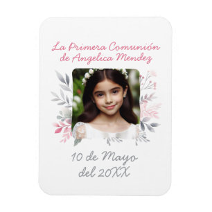 Magnet Flexible Primera Comunión con Foto y Flores Espagnol