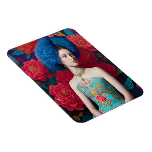 Magnet Flexible Princesse avec robe décorative bleue