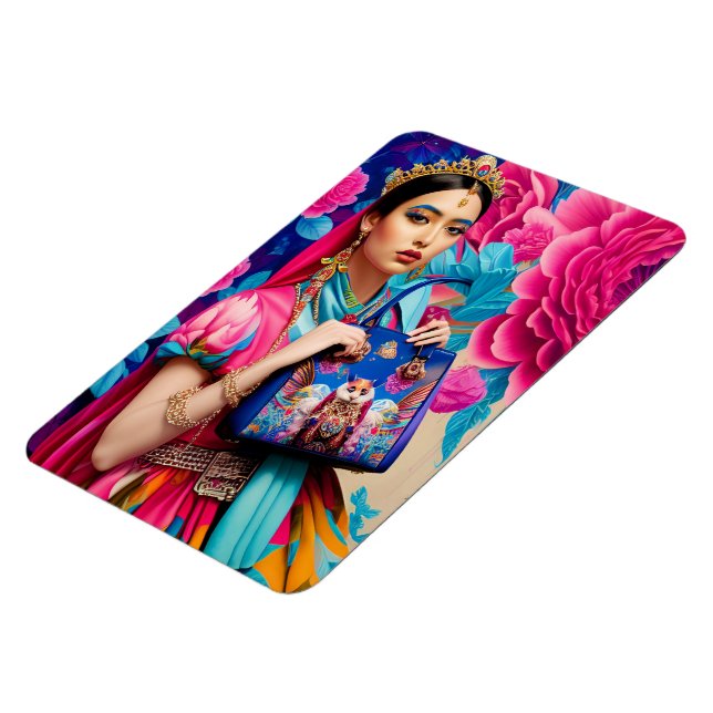 Magnet Flexible princesse de mode florale avec sac à main (Côté Gauche)