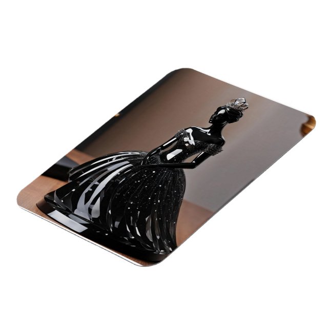 Magnet Flexible princesse en verre cristal avec robe noire (Côté Gauche)