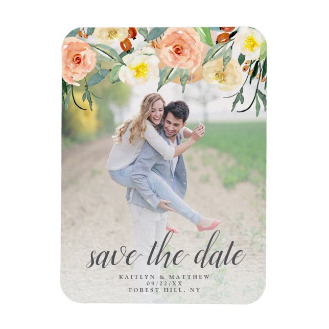 Magnet Flexible Printemps Blossoms Mariage Photo Enregistrer La Da (Vertical)