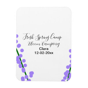 Magnet Flexible Printemps frais camping fleurs de lavande nom date