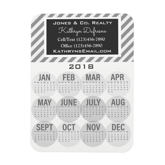 Magnet Flexible Professionnel Entreprise 2018 Calendrier Gris (Vertical)