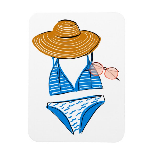 Magnet Flexible Profitez du soleil - maillot de bain bleu (Vertical)
