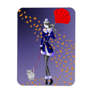 Magnet Flexible Promenade hivernale de chien automnal mignon