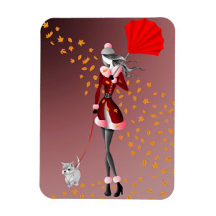 Magnet Flexible Promenade hivernale de chien automnale mignonne
