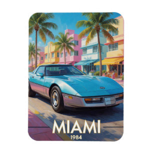Magnet Flexible Promenade tropicale à Miami 1984 Floride