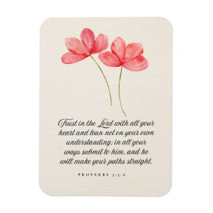Magnet Flexible Proverbes 3:5–6 Fleurs roses Confiance dans le Sei