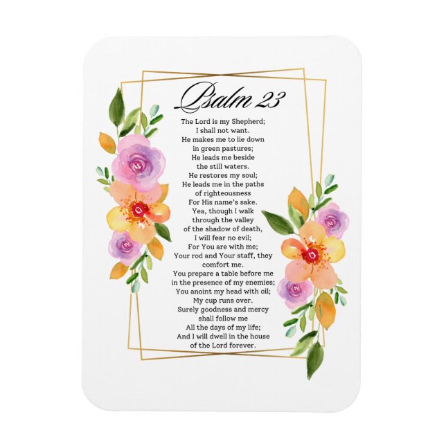 Magnet Flexible Psalm 23 Floral Geometric Frame (Vertical)