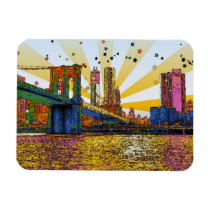 Magnet Flexible Psychedelic New York City: Brooklyn Bridge, WTC #1