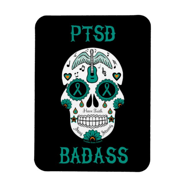 Magnet Flexible PTSD Badass crâne à sucre (Vertical)