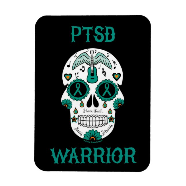 Magnet Flexible PTSD WARRIOR crâne à sucre (Vertical)