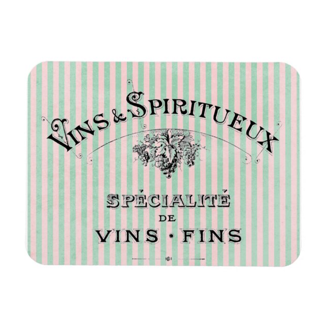 Magnet Flexible Publicité ancienne pour vin français sur rayures (Horizontal)