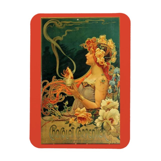 Magnet Flexible Publicité Art nouveau chocolat chaud floral (Vertical)