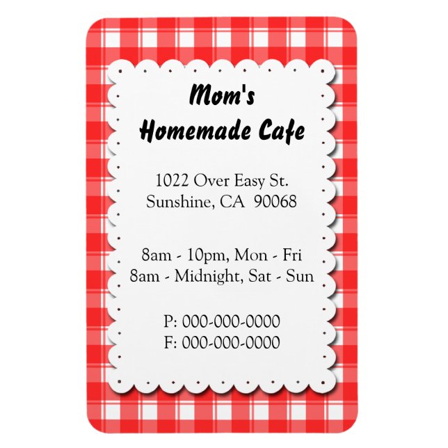 Magnet Flexible Publicité pour le restaurant Red Plaid, aimant per (Vertical)