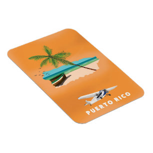Magnet Flexible Puerto Rico illustrated map travel poster.