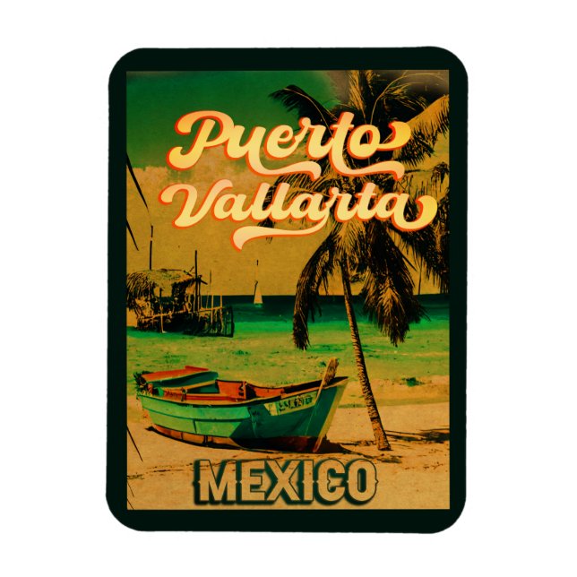 Magnet Flexible Puerto Vallarta Mexique Souvenirs Vintages 60s (Vertical)
