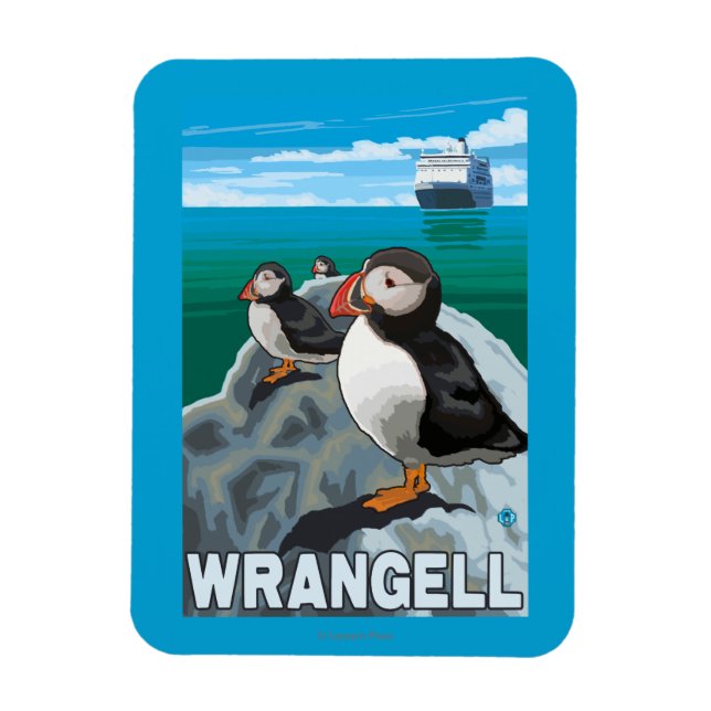 Magnet Flexible Puffins & Cruise Ship - Wrangell, Alaska (Vertical)