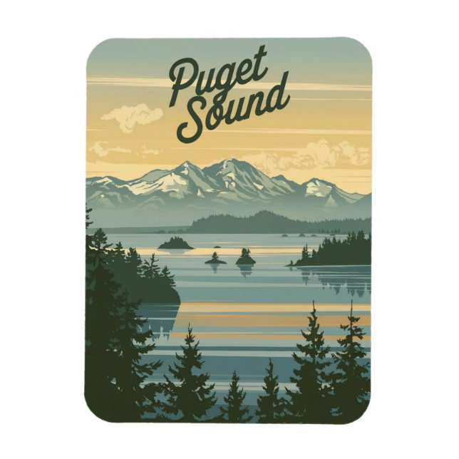 Magnet Flexible Puget Sound Washington Vintage (Vertical)