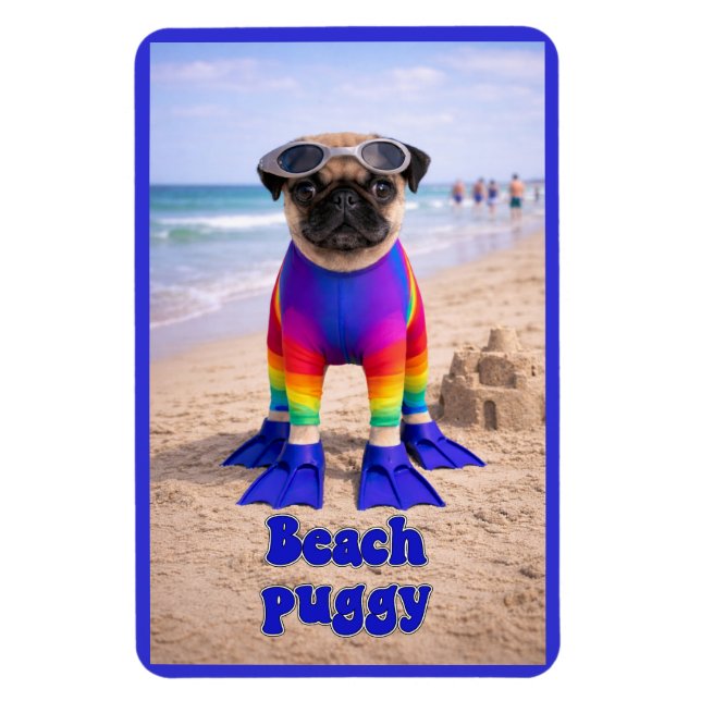 Magnet Flexible Puggy de la plage (Vertical)