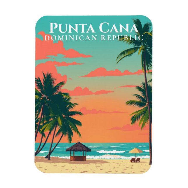 Magnet Flexible Punta Cana Beach Art Souvenir République Dominicai (Vertical)