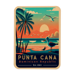 Magnet Flexible Punta Cana DR Retro Sunset Souvenirs 1960