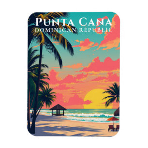 Magnet Flexible Punta Cana République Dominicaine Retro Beach Trav