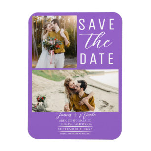 Magnet Flexible Purple 2 photos Enregistrer le Mariage de date