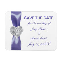 Purple Blue Diamond Heart Enregistrer La Date Magn